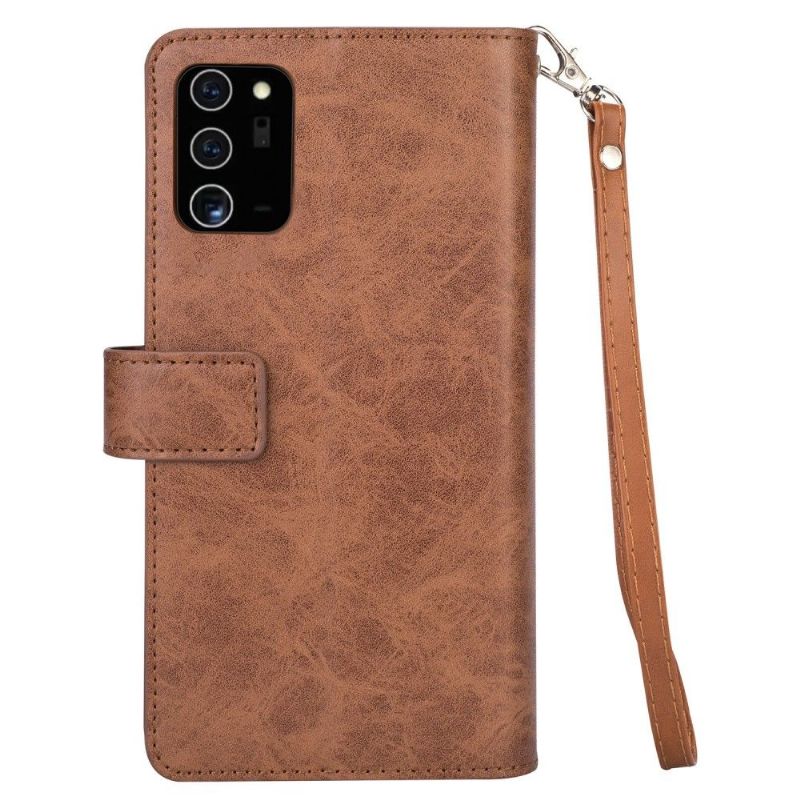 Flipové Pouzdro Na Samsung Galaxy Note 20 Na Lana Držák Karet Z Umělé Kůže