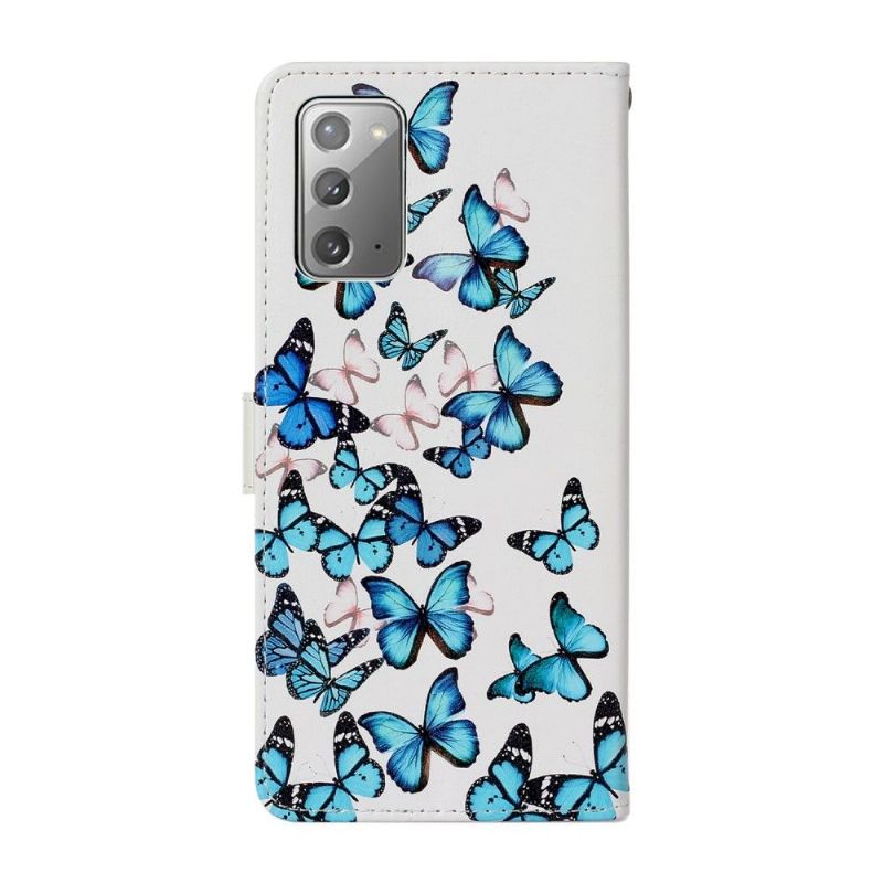 Flipové Pouzdro Na Samsung Galaxy Note 20 Více Modrých Motýlů