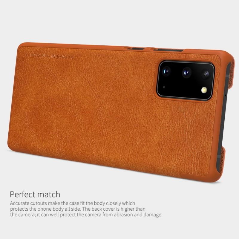 Kožené Pouzdro Na Samsung Galaxy Note 20 Kožený Efekt Qin - Havana