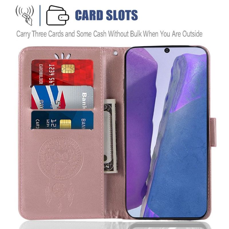 Kožené Pouzdro Na Samsung Galaxy Note 20 Sova Lapač Snů