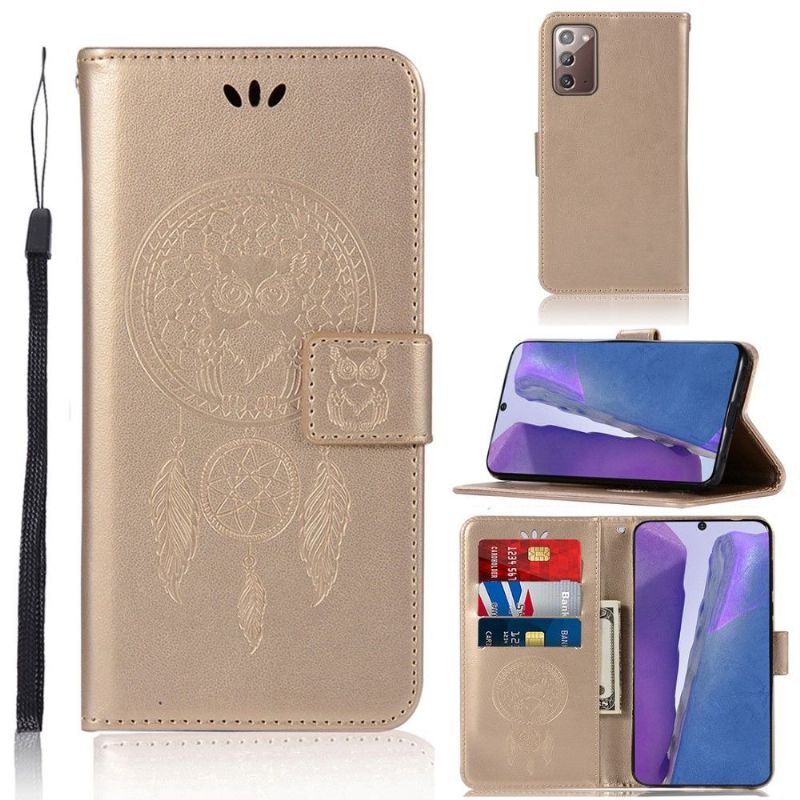 Kožené Pouzdro Na Samsung Galaxy Note 20 Sova Lapač Snů