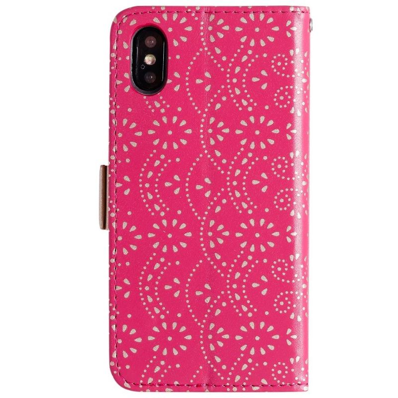 Flipové Pouzdro Na iPhone X / XS Krajkový Vzor S Páskem