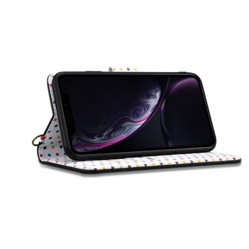 Kožené Pouzdro Na iPhone X / XS Vintage Puntíky