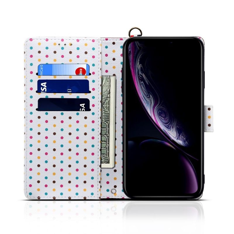 Kožené Pouzdro Na iPhone X / XS Vintage Puntíky