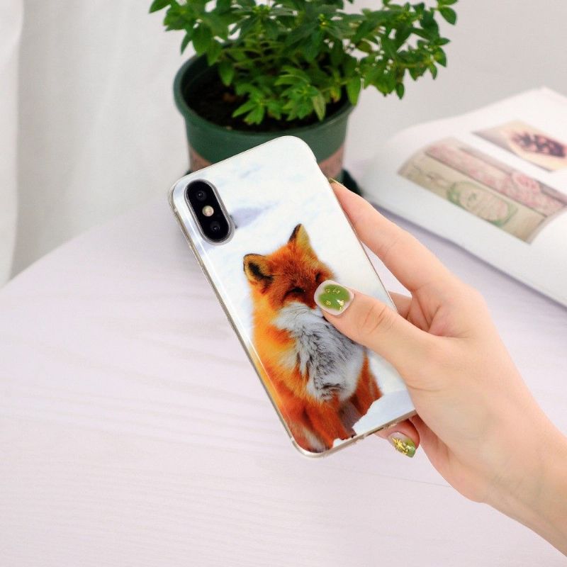 Kryt Na iPhone X / XS Fluorescenční Červená Liška
