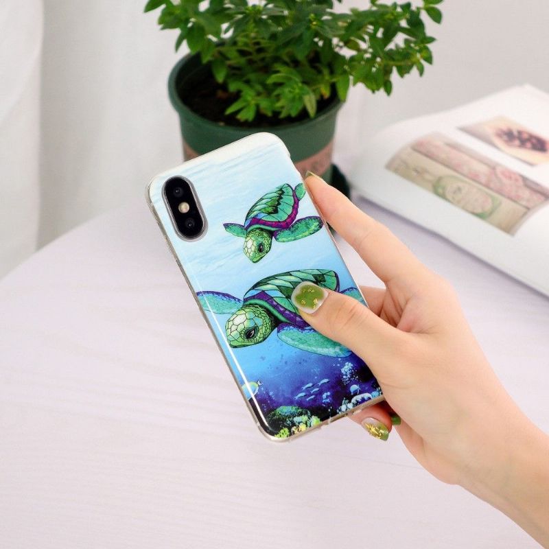 Kryt Na iPhone X / XS Fluorescenční Želvy