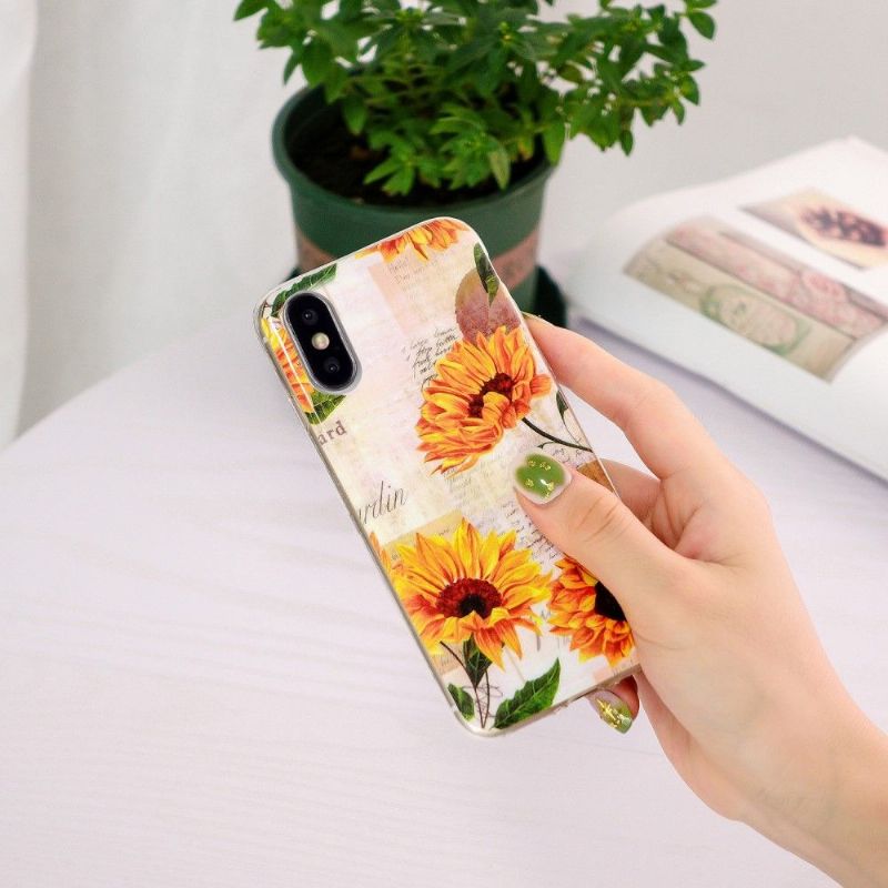 Kryt Na iPhone X / XS Vintage Slunečnicová Zářivka
