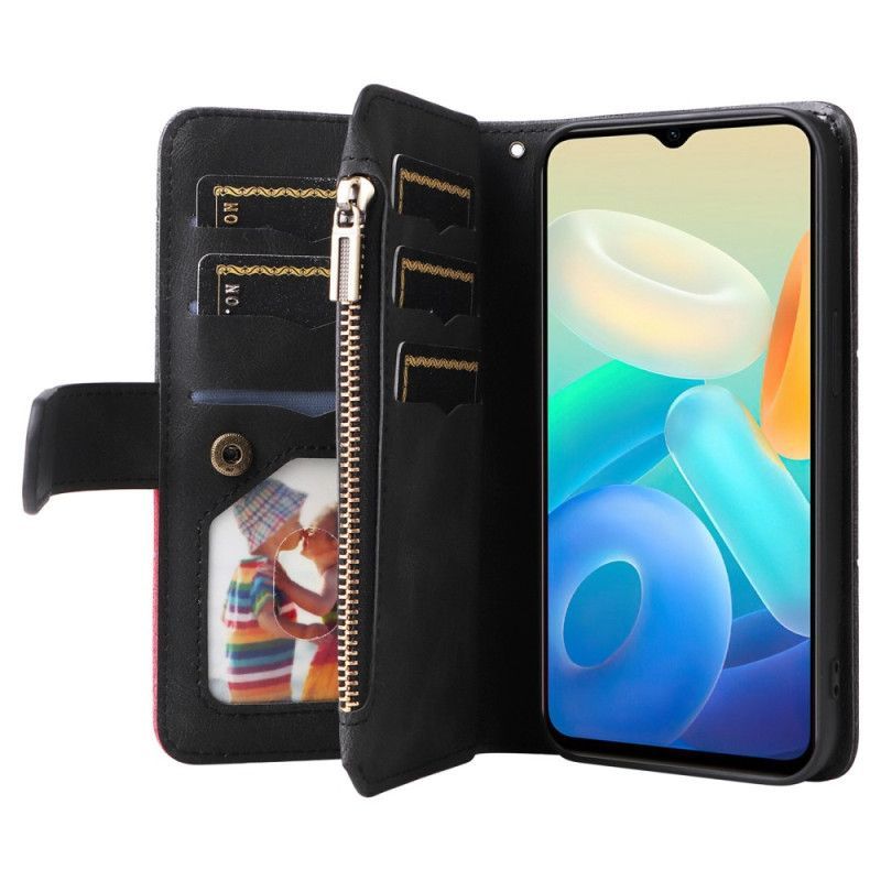Flipové Pouzdro Na Vivo Y76 5G Dvoubarevná Umělá Kůže / Zip