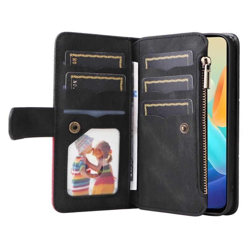 Flipové Pouzdro Na Vivo Y76 5G Dvoubarevná Umělá Kůže / Zip