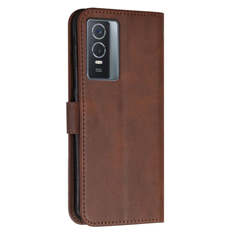 Flipové Pouzdro Na Vivo Y76 5G Na Lana Strappy Geo Kožený Efekt