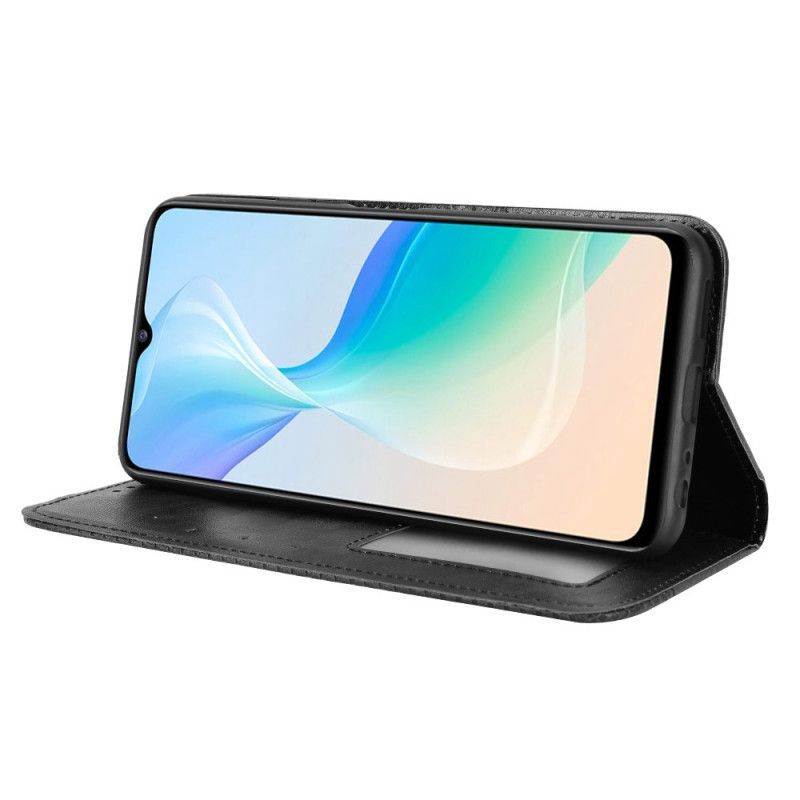 Kryty Na Mobil Na Vivo Y76 5G Flipové Pouzdro Stylizovaný Kožený Styl