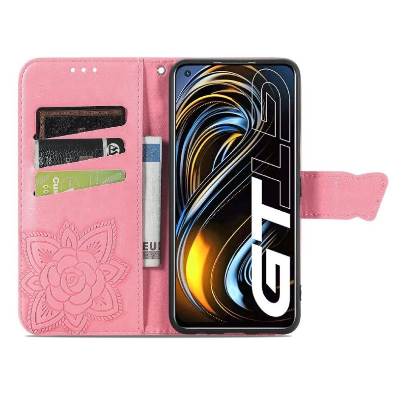 Flipové Pouzdro Na Realme GT 5G Reliéfní Motýl