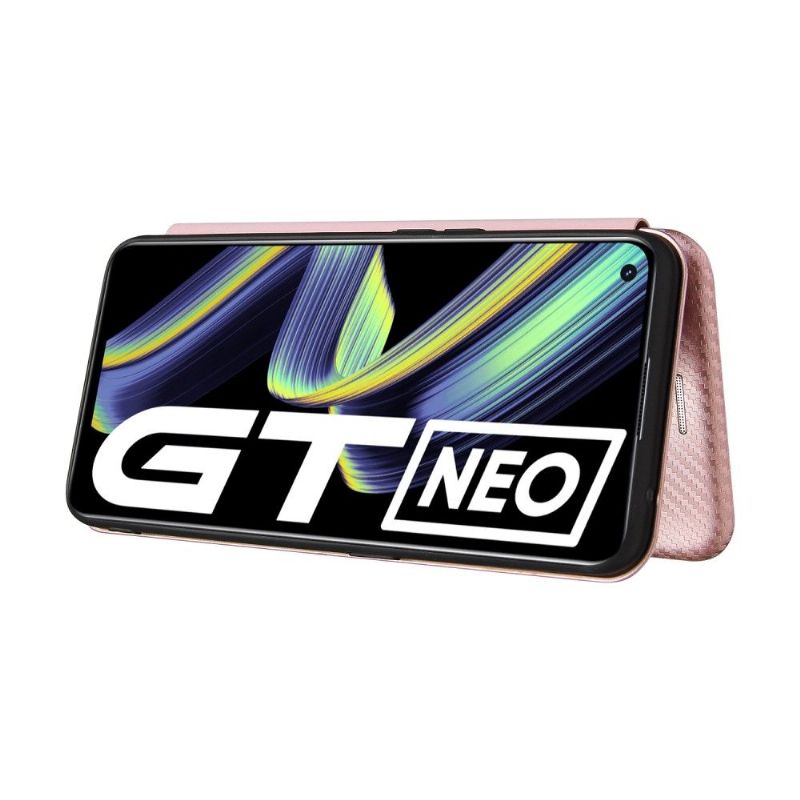 Flipové Pouzdro Na Realme GT 5G Umělá Kůže Ve Stylu Uhlíkových Vláken
