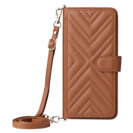 Kožený Kryt Na Oppo Reno 14 Pro 5g Prošívané S Řemínkem A Poutkem Na Zápěstí