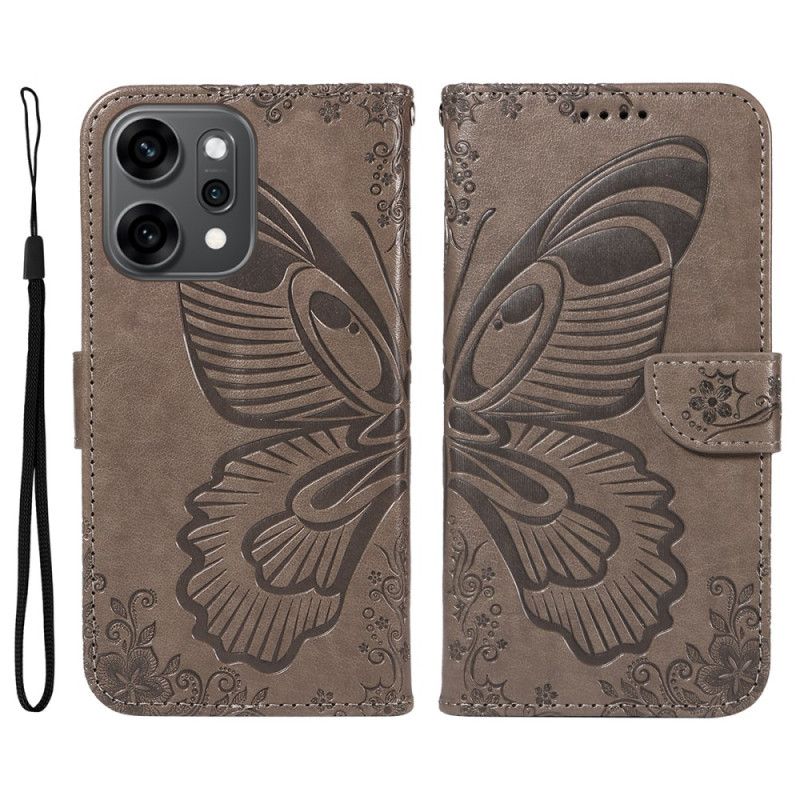 Kožený Kryt Oppo Reno 14 Pro 5g Grafický Motýl