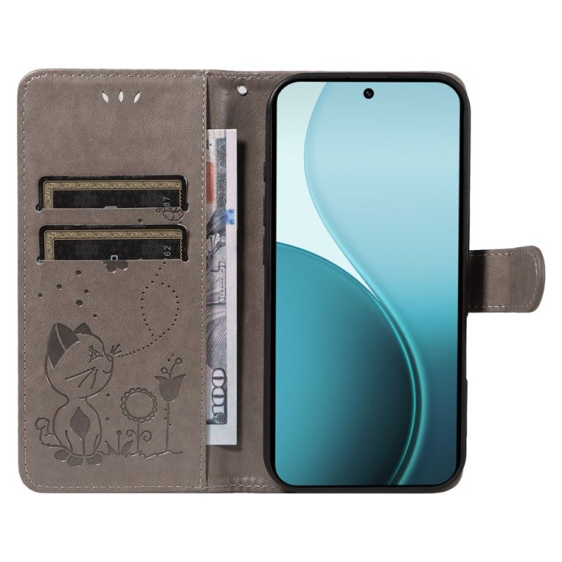 Kožený Kryt Oppo Reno 14 Pro 5g Kočka A Včela