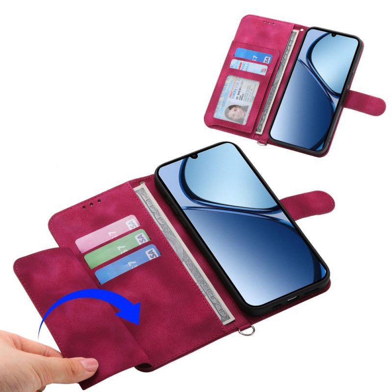 Kožený Kryt Oppo Reno 14 Pro 5g Krajkový Semišový Efekt S Popruhem A Ramenním Popruhem