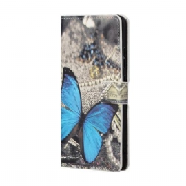 Kožený Kryt Na Google Pixel 8a Modrý Motýl