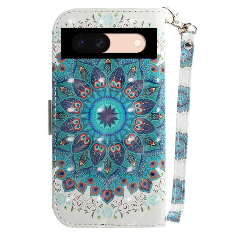 Kožený Kryt Na Google Pixel 8a Zelená Mandala S Popruhem