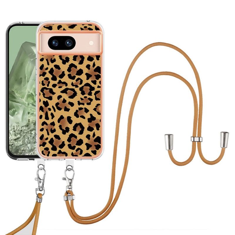 Kryt Google Pixel 8a Kryty Na Mobil Stahovací Šňůrka S Leopardím Vzorem