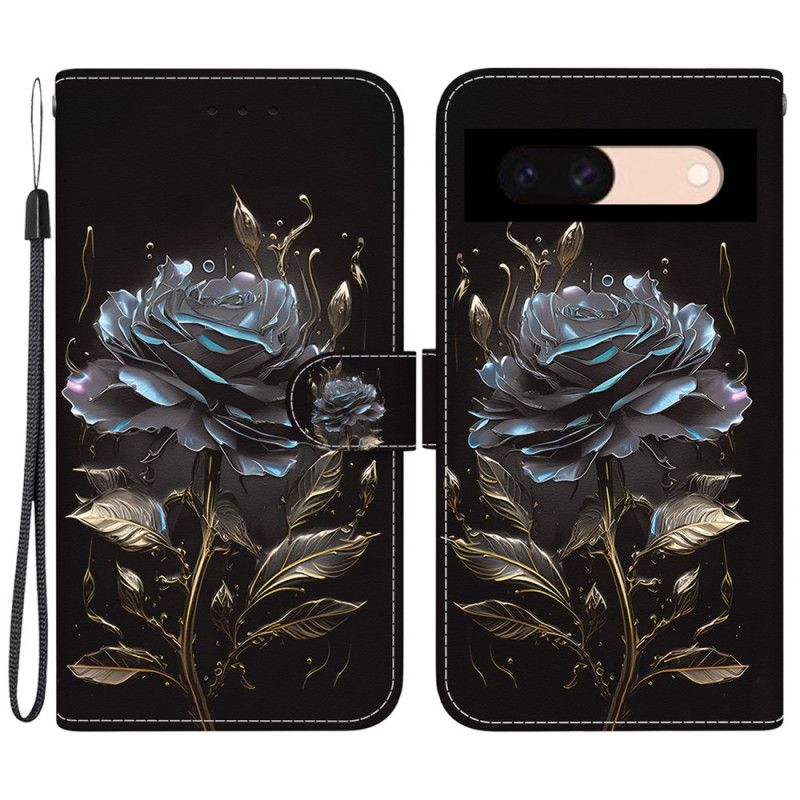 Peněženková Pouzdra Google Pixel 8a Kryty Na Mobil Šňůrka Z Černé Růže