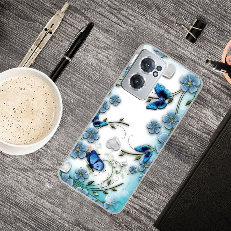 Kryt Na OnePlus Nord CE 2 5G Modrí Motýli A Květiny