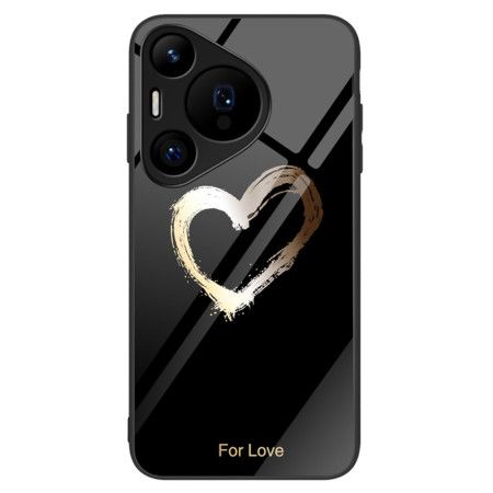 Kryt Huawei Pura 70 Pro Kryty Na Mobil Tvrzené Sklo Se Zlatým Srdcem Na Černém Pozadí