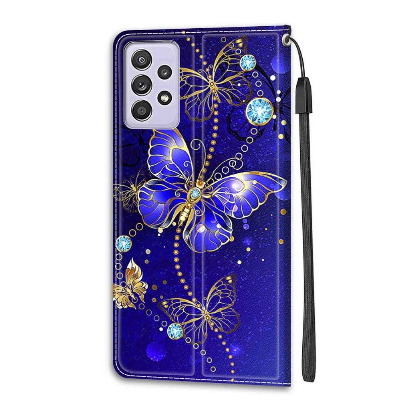 Flipové Pouzdro Na Samsung Galaxy A52 5G / A52 4G / A52s 5G Fialový Motýl