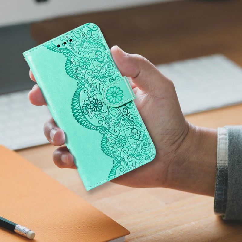 Flipové Pouzdro Na Samsung Galaxy A52 5G / A52 4G / A52s 5G Krajkový Design Umělá Kůže