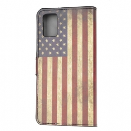 Flipové Pouzdro Na Samsung Galaxy A52 5G / A52 4G / A52s 5G Vintage Americká Vlajka