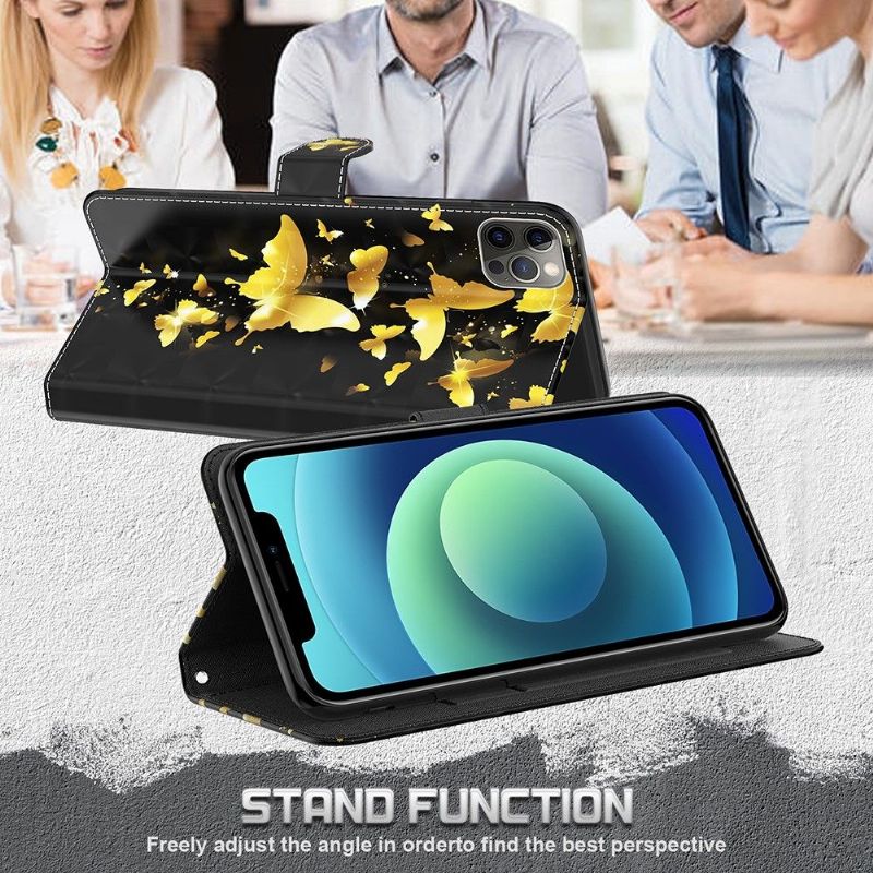 Flipové Pouzdro Na Samsung Galaxy A52 5G / A52 4G / A52s 5G Zlatí Motýli
