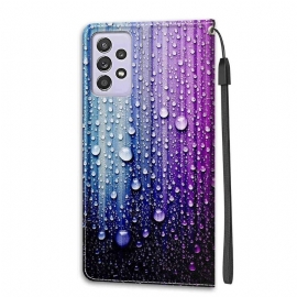 Kožené Pouzdro Na Samsung Galaxy A52 5G / A52 4G / A52s 5G Kapky Vody