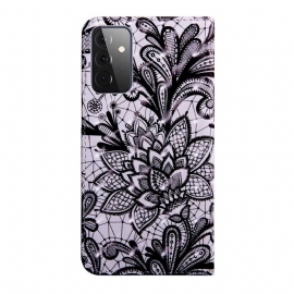 Kožené Pouzdro Na Samsung Galaxy A52 5G / A52 4G / A52s 5G Květinová Krajka