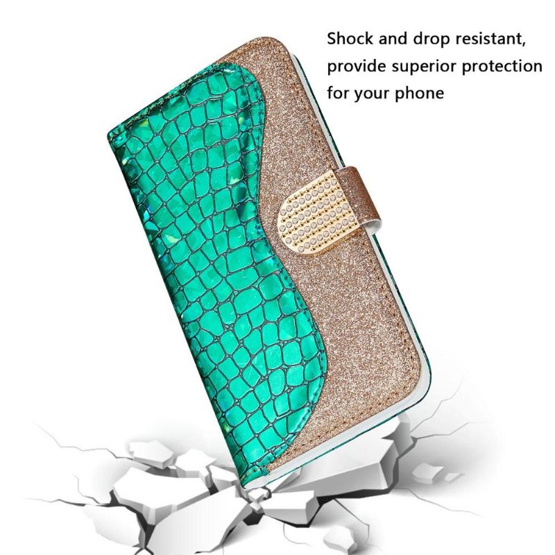 Kožené Pouzdro Na Samsung Galaxy A52 5G / A52 4G / A52s 5G Luxusní Flitry S Efektem Croc