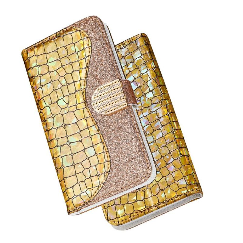 Kožené Pouzdro Na Samsung Galaxy A52 5G / A52 4G / A52s 5G Luxusní Flitry S Efektem Croc