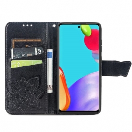 Kožené Pouzdro Na Samsung Galaxy A52 5G / A52 4G / A52s 5G Reliéfní Motýl