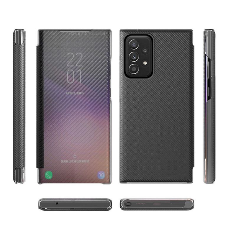 Kryty Na Mobil Na Samsung Galaxy A52 5G / A52 4G / A52s 5G Flipové Pouzdro Uhlíkové Vlákno