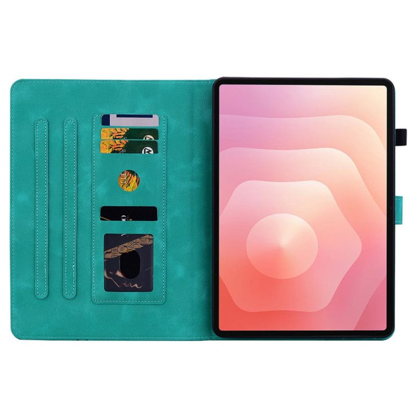 Kožený Kryt Na Samsung Galaxy Tab S11 Květinový Vzor S Efektem Semiše