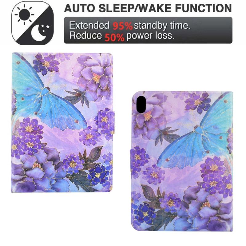 Kožený Kryt Na Samsung Galaxy Tab S11 Pivoňky A Motýli