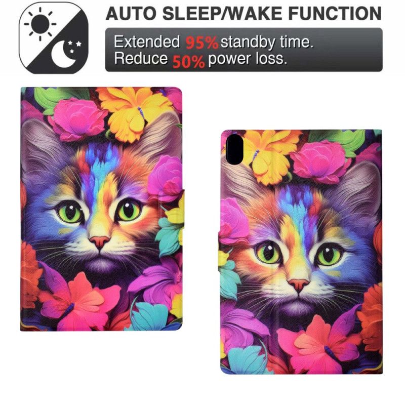Kožený Kryt Samsung Galaxy Tab S11 Barevná Kočka