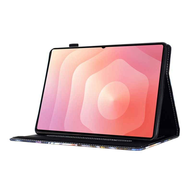 Kožený Kryt Samsung Galaxy Tab S11 Barevné Květiny A Motýli