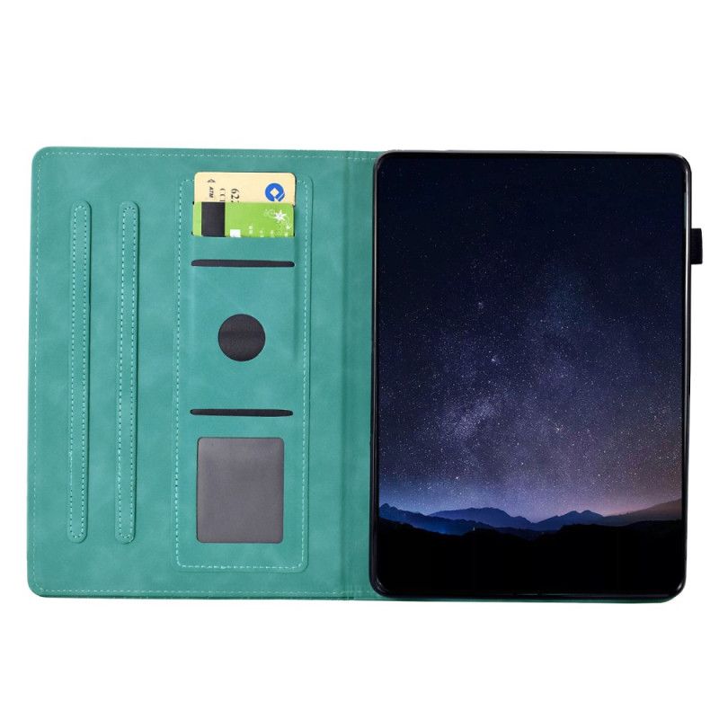 Kožený Kryt Samsung Galaxy Tab S11 Kočičí Scéna S Efektem Semiše