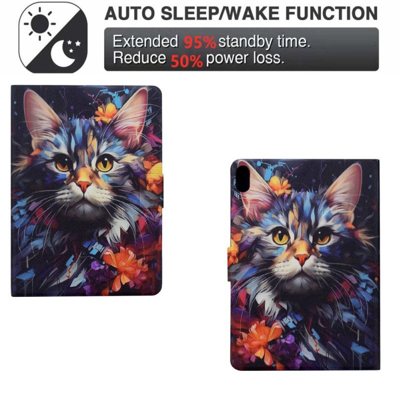 Kožený Kryt Samsung Galaxy Tab S11 Umělecká Kočka