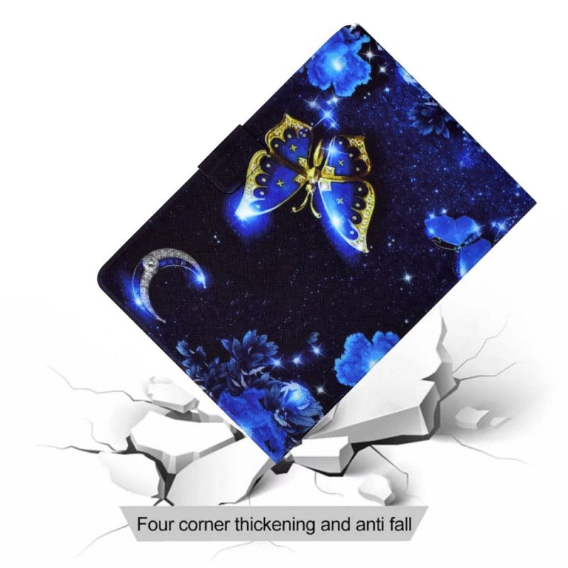 Peněženková Pouzdra Samsung Galaxy Tab S11 Kryty Na Mobil Modrý A Zlatý Motýl