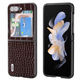 Kryt Samsung Galaxy Z Flip 5 Kryty Na Mobil Pravá Texturovaná Kůže Abeel