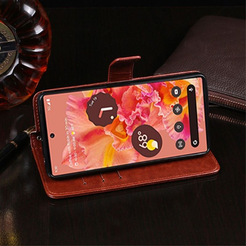 Flipové Pouzdro Na Google Pixel 6 Pro Kožené Pouzdro Kožený Efekt Idewei Folio