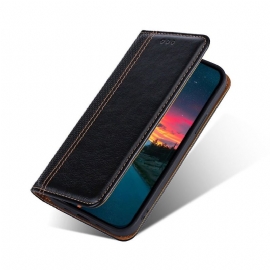 Flipové Pouzdro Na Google Pixel 6 Pro Kožené Pouzdro Přehození Švů Folia