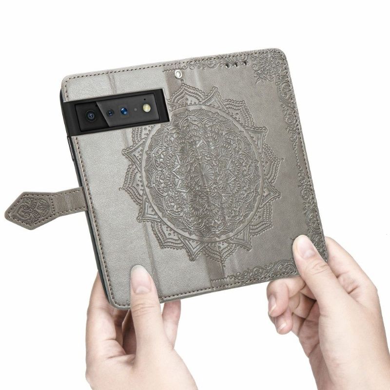 Flipové Pouzdro Na Google Pixel 6 Pro Mandala Reliéf Z Umělé Kůže