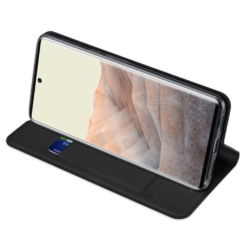 Kožené Pouzdro Folio Na Google Pixel 6 Pro Obchodní Saténový Efekt