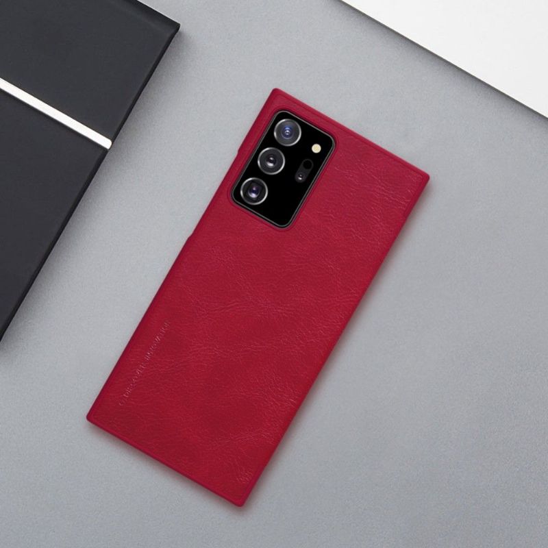 Flipové Pouzdro Na Samsung Galaxy Note 20 Ultra Efekt Kůže Qin - Červená